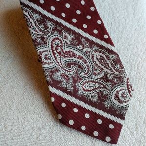 Vintage Burgundy Maroon Paisley Polka Dot Neck Tie